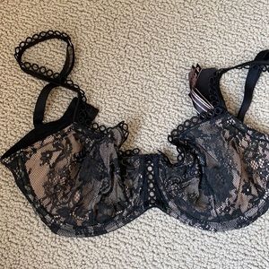 Tan and Black Lace Bra